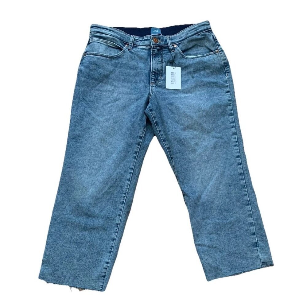 JAG Jeans Women's 18 Ruby Straight Crop Mid Rise Raw Frayed Hem Light Wash Denim